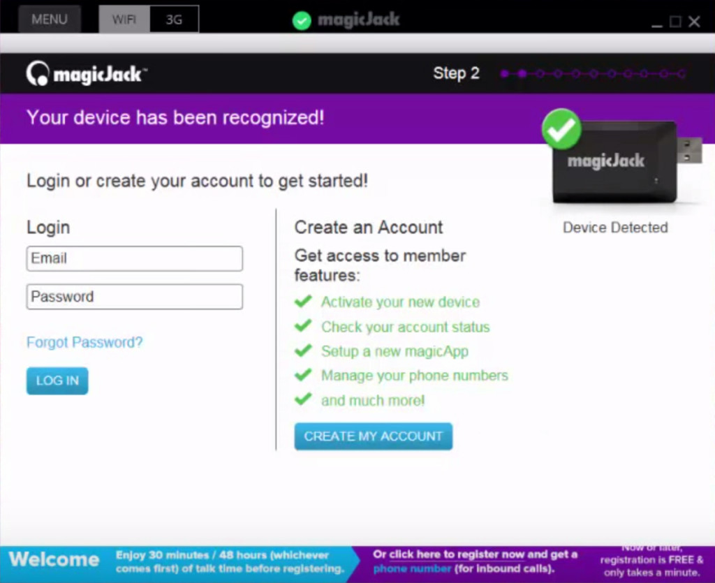 magicJack Create An Account Page