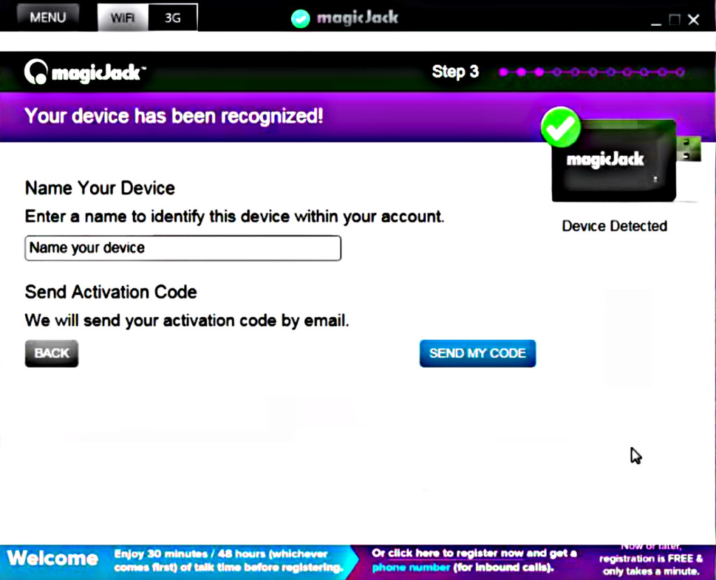 magicJack Name Your Device Page