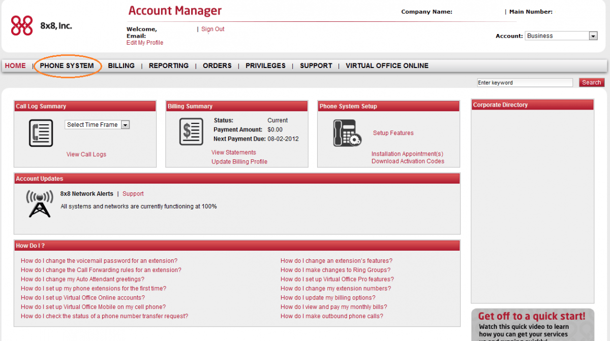 8x8 Account Manager